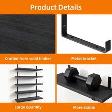 Tomnk 5/10pcs Floating Shelves, Width 4.7 Inches Wall Shelves, Bathroom Organizer, Wall Hanging, Wall Art, Fall Decor Home, Rustic Board Wall Storage Shelves For Bedroom, Living Room, Kitchen, Bathroom, Home Decor, Laundry Room, Office And Plants,Room Decor - 10 miếng - Đen 1 - Xem 7