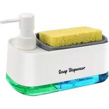 Kitchen Dish Soap Dispenser SetDish And Hand Soap Dispenser With Sponge Holder, 3-In-1 Countertop Sponge Dual Soap Pump Dispenser For Kitchen Sink - 黑色 - 查看 4