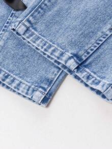 少女蝴蝶印花圆领长袖上衣和牛仔裤套装 - 灰色 - 查看 7