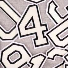 1pc Large White Embroidered 0-9 Number Clothing Patch, Number Badge Applique For DIY Clothing, Jackets, Coats, Ironing Patch - Apricot - View 1