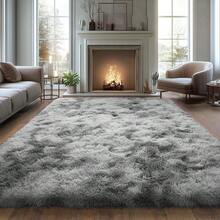 Shaggy Rug For Sofa, Fitting Room, Bedroom, 195 X 240 Cm, Non-Slip, Mixed Pattern - 混合灰 - 查看 2