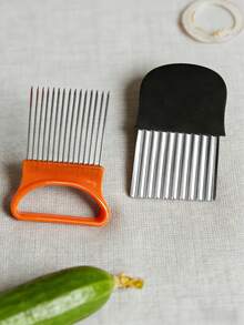 Stainless Steel Onion Needle, Meat Tenderizer, Multi-Function Onion Clip Slicer, Potato Clip Slicer, Tomato Slicer, Onion Fixing Holder, Fruit & Vegetable Slicer Kitchen Tools - Multicolor - View 6