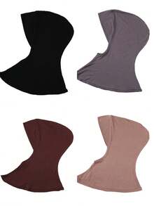 4件装女士纯色莫代尔衬头巾，可遮盖颈部，弹性柔软透气，可作头巾帽、阿巴雅长袍配饰、日常衬头巾、女士面纱 - 彩色 - 查看 65