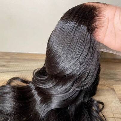 VIOLLY 30 Inch Black Lace Front Wig 180% Density 13x4 Body Wave Transparent HD Lace Front Wigs Human Hair Blended Pre Plucked With Baby Hair Light Natural Black Colored Lace Frontal Wig Chestnut Brown Glueless Wigs For Women 8-34 Inch