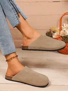 Boken 女士 2024 春季新款厚底流行 Boken 闭趾套脚穆勒鞋 - 卡其色 - 查看 3