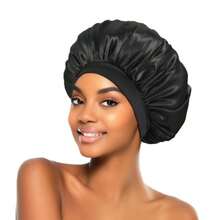 3/1 真丝睡帽，缎面发帽，柔软弹力真丝睡帽，卷曲真丝发带，女士纯色宽边弹力真丝光滑缎面时尚睡帽，休闲舒适柔软透气日常发型发帽，返校季、婚礼礼物，睡眠帽，睡帽 - 彩色 - 查看 6