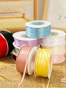 1pc 0.3cm/3mm Colorful Ribbon Gift Packaging Tape, Densely Woven Double-Sided Polyester Ribbon, Handmade Hair Accessories Headwear Bow Gift Box Packaging Satin Ribbon - Multicolor - View 7