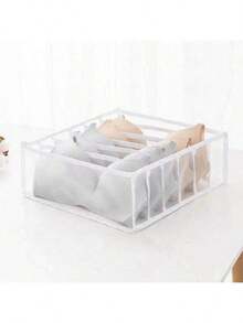 1/3 piezas Bolsa de almacenamiento de ropa interior gris, caja de almacenamiento tipo cajón para calcetines - Blanco - Ver 5