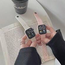 AMAZING VISION Reloj inteligente de estilo moderno con esfera cuadrada y diseño terrestre, con tecnología LED y diseño contemporáneo, adecuado para uso diario y ocasiones especiales, reloj inteligente minimalista y elegante - Negro - Ver 4