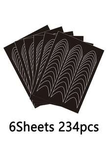 12pcs/409pcs, 10pcs/390pcs, 6pcs/234pcs Simple French Manicure Nail Art Stickers, Tweezers, Moon V Design Self-Adhesive Nail Tips Guide, DIY Basic French Nail Art Decoration Template Tools Nails Nail Supplies - Black - View 17