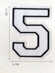 1pc Large White Embroidered 0-9 Number Clothing Patch, Number Badge Applique For DIY Clothing, Jackets, Coats, Ironing Patch - Apricot - View 30