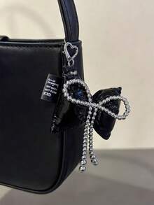 1pc Beaded Feather Bow Accessory Silver Beads Bowknot Keychain Bag Charm Suitable For Daily Life Gatherings Holidays Gifts Keychain Accessories - Multicolor - View 3