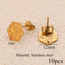 10pcs Stainless Steel 18K Gold-Plated Minimalist Fan-Shaped / Star / Braided Pattern / Geometric Welded Hoop Stud Earrings Suitable For DIY Earring Jewelry Making And Everyday Wear Earrings For Women - Earrings - View 11