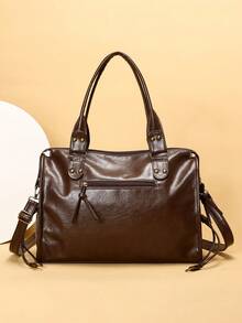 2025 New Women's Bag, Y2K Retro Motorcycle Bag, Soft Leather Large Capacity Tote Bag, Wasteland Style Shoulder Bag, Women's Shoulder Crossbody Bag, Super Soft Fabric - Coffee - View 6