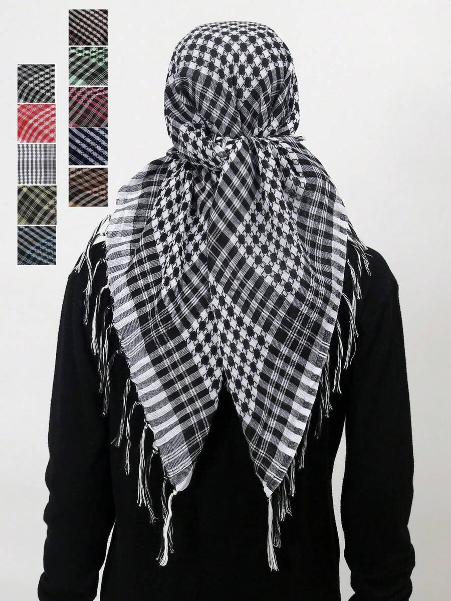 1pc Lightweight Tactical Desert Arab Shemagh Scarf, Outdoor Camping Bandana - Multicolor - View 1