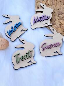 Customized Easter Bunny Acrylic Gift Basket With Initial Label, Easter Gift, Holiday Gift, Birthday Gift, Easter Ornament, New Year Gift - Multicolor - View 4