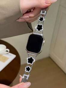 Nuevo brazalete de acero inoxidable con cinco hojas compatible con AWatch S9/SE/ 6-8-38mm-42mm, brazalete de moda (Oro/Negro) - Regalo del Cyber Monday, , Navidad, Decoración Navideña, Regalo de Año Nuevo, Regalo del Día de San Valentín - Multicolor - Ver 5