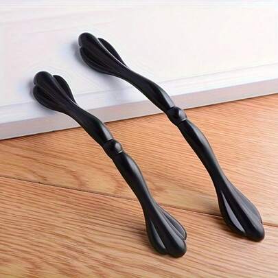 4pcs Modern Black Aluminum Alloy Cabinet Handle - Single Hole Drawer Pull For Wardrobe & Furniture, Durable Metal Hardware Aluminum Wraparound Cabinet Pulls Aluminum Drawer Handles