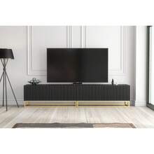 Creative Furniture Ripple Duo TV Unit 200cm - Fluted Design With Push To Open Doors - Black - View 3