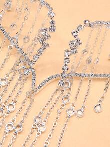 1件装时尚流苏项链，女士优雅水钻颈链，适合派对和晚宴佩戴 - 查看 5