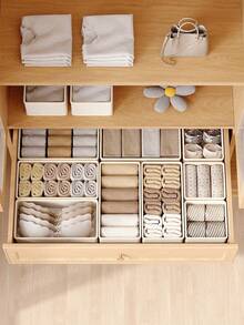 1个可折叠衣物收纳架，内衣整理架，袜子架，可折叠抽屉分隔架，可水洗分类收纳架，方便的衣柜内衣衣物收纳架