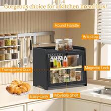 Caja de Pan de Ddoble Capa, Caja de Pan Grande de Doble Capa, Cocina Panera Panera de Doble Capa para Mostrador de Cocina con Ventana Ttransparente Contenedores de Almacenamiento de Pan, Negro - por defecto - Ver 6