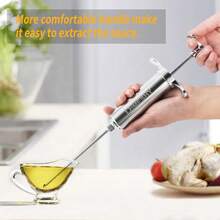 304 Stainless Steel Meat Injector Kit With 2-Oz Large Capacity Barrel With 3 Commercial Marinade Needles - Default - View 4