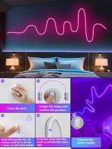 Neon LED Strip Lights, RGB Multi-Color Changing With Remote Control - USB Powered For Christmas Decor, Flexible Silicone Neon LED Lights For Living Room, Bedroom Lighting And Wall DIY - White - View 7
