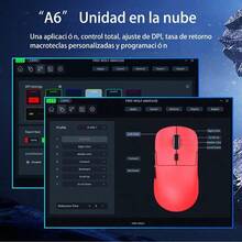 Free wolf A6 Mouse Gamer Mouse Inalámbrico con Bluetooth/2.4G/USB-C hasta 24000 dpi Ratón Gamer Recargable para Windows  Rojo - Rojo - Ver 3