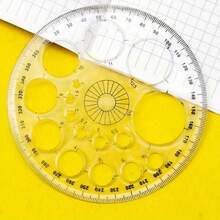 1pc 360 Degree Protractor Colorful Protractor Round Template Ruler, Transparent Blue Template, Essential For Handmade Crafts, Rotating Compass With Circle And Degree Markings, For Drawing, Quilting, Office And School Supplies, 4.55 Inch Diameter Protractor Template, Suitable For Handmade, Sewing And Design Projects, Durable Plastic Sewing Ruler, Compass,Rulers - Multicolor - View 4