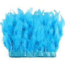 2码（1.8米）——这款流苏时尚连衣裙饰有天然土耳其羽毛，边缘缝制而成，缝纫尺寸为10-12英寸。适用于DIY手工艺品、服装设计和装饰品制作、缝纫、工艺品制作、婚纱装饰，以及天然蓬松的土耳其羽毛。三叶