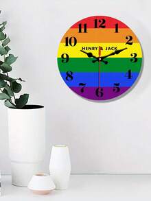 LGBT Pride Rainbow Background Personalized Gift Clock
