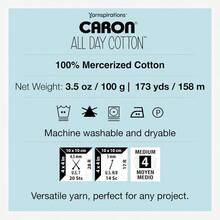 Caron Hilo de Algodón 100% Mercerizado - Paquete de 3 Hilos de 173 Yardas 3.5 Onzas - Crema - Ver 7