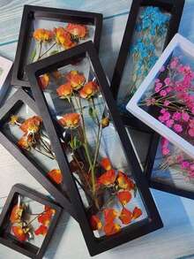 1 Marco de fotos moderno y minimalista de flor seca (plástico), Marco de fotos 3D de flor seca para exhibición DIY, Marco de fotos flotante decorativo (sin flores frescas), Soporte de exhibición de marco de fotos de flor seca de rosa; Estante de flor transparente negro para rack de flor seca DIY - Negro - Ver 6
