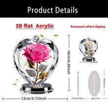 1/4个亚克力水晶玫瑰花装饰品，波西米亚风格，适用于客厅、卧室、办公室、咖啡厅、窗台、桌面装饰，可作为礼物送给朋友，也可作为情人节装饰，2D立体造型。 - 彩色 - 查看 8