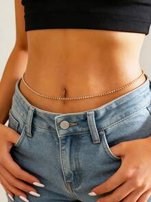 2件套新款多层串珠亮片腰链，性感优雅金属链项链，欧美风格，夏季