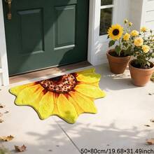 Thảm chùi chân hình bán nguyệt họa tiết hoa hướng dương mùa xuân, 1200g/㎡, sợi polyester mềm mại, có thể giặt được, dày 10mm, đế chống trượt TPR, thảm trang trí chống trượt thân thiện với da, có thể giặt được, dễ bảo quản, thiết kế hình chữ nhật, thích hợp cho lối vào, hành lang, phòng tắm, phòng ngủ, phòng khách, phòng ăn, thảm chống trượt trong nhà, trang trí phòng, trang trí nhà cửa, thảm chùi chân đa năng, quà tặng ngày lễ - Nhiều màu - Xem 6
