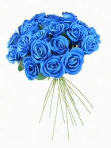 1/2/5/10PCS Artificial Rose Bouquet, Plastic Floral Silk Cloth Bouquet, Birthday Party Decoration, Wedding Flower Basket, Bride Holding Flowers, Home Decoration, Dining Room, Bedroom, Windowsill, Vase Decoration, Valentine's Day Gift, New Year Outdoor Garden, Start Of School Season - Royal Blue - View 5