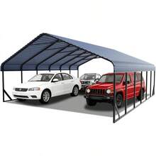 20x20 FT Heavy Duty Metal Carport With Galvanized Steel Roof & Frame - All-Weather Portable Garage Shelter 2, Boat Cover & Yard - 20x30英尺 - 查看 12