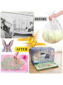 50pcs Pet Cage Pad, Disposable Plastic Tray Liner For Rabbit Cage, Bird Cage, Cat Litter Bag, Dog Potty, Cleaning Pad, Rabbit, Konijn, Hamster, Bunny, Cage - White - View 5