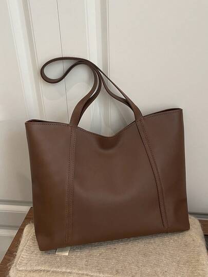 Minimalist Chic PU Leather Tote Bag, Niche Design With Luxurious Feel