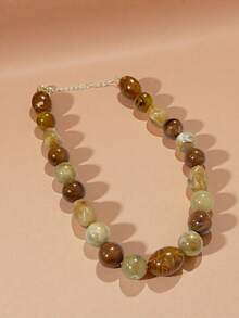 1 chiếc vòng cổ hạt nhựa hình học cổ điển Mydear, tông màu nâu, phù hợp cho nữ giới đeo hàng ngày và dự tiệc. - vòng cổ đính hạt kiểu Bohemian - Xem 2