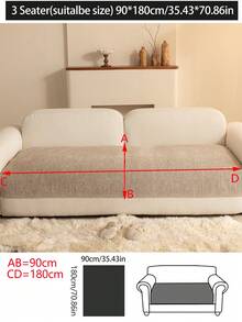 1pc Versatile Chenille Sofa Cushion Cover, Modern Minimalist Non-Slip Sofa Seat Pad, Dust-Proof And Washable Sofa Slipcover, Soft And Colorfast, Pet-Friendly Protector Fit For Bedroom, Office, Living Room Combination Furniture, L-Shaped Sofa And 1/2/3/4-Seat Sofa - Khaki - View 16