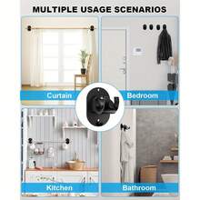 2/4 piezas Soportes para barras de cortina sin taladro, soportes para barras de cortina autoadhesivos mejorados, ganchos decorativos para el hogar, ganchos ajustables universales para barras de cortina sin clavos, adecuados para baño, dormitorio, sala de estar, cocina, instalación sin taladro, soportes minimalistas, diseño contemporáneo, montaje adhesivo, soportes ligeros, barras montadas en la pared, regalo de decoración del Día de San Valentín - Negro - Ver 5