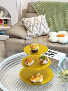 1pc Gold Acrylic Sunflower Bead Tray, European Style Food Plate For Home Gatherings - Golden Acrylic Sheet Golden Sunflower String Plate - View 10
