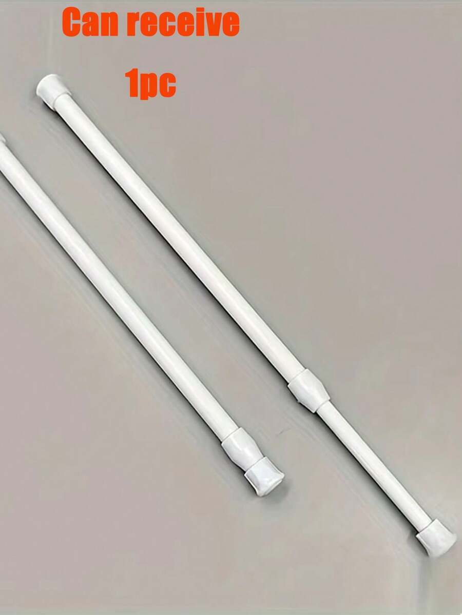1pc Multifunctional Non-Slip Punch-Free Telescopic Fine Bar, Towel Bar For Bathroom, White - White - View 1