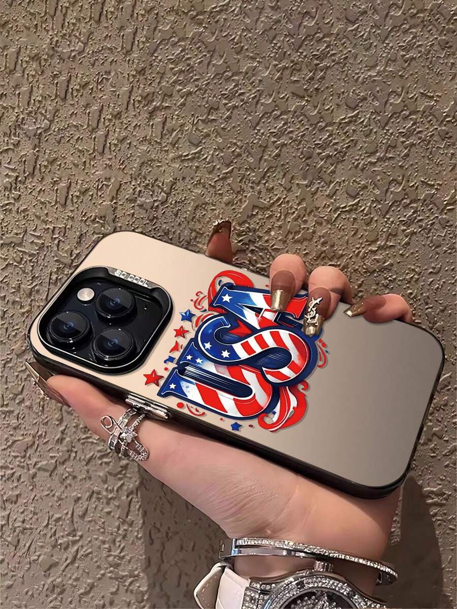 Elegante Minimalista y HermosoUSA patrióticoFunda de Celular Plateada Compatible con Todos los Modelos 17 17 Pro Max 17 Pro 16 Pro Max 16 Pro y Más - Plateado - Ver 1