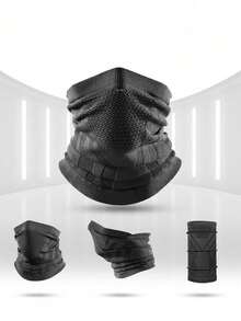 All-Season Tactical Scarf Breathable Cycling And Hunting Mask, Summer Running, Hiking, Skiing Sports Neck Gaiter Scarf, Men's New Full-Face Protective Warm Neck Gaiter Hat, Windproof Mask, Hiking Scarf, Full-Face Scarf, Skiing, Cycling, Sun Protection, UV-Resistant Outdoor Headwear, UV-Resistant Cycling Protective Scarf, Seamless Magic Scarf, Neck Gaiter Mask Headwear. - Black - View 1