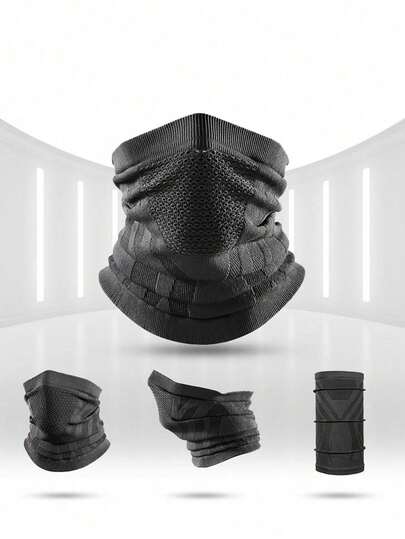 1件装透气保暖针织颈套，适合骑行、骑马、滑雪、徒步等运动，战术头套，透气骑行狩猎面罩，跑步徒步滑雪保暖颈套，新款男士全脸保暖颈套，防风面罩，全脸围巾，滑雪骑行防紫外线头套，防紫外线骑行颈套，无缝迷彩颈套面罩