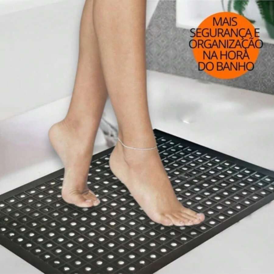Non-Slip Rubberized Shower Mat, Rectangular Carpet For Bathroom Stall, 42x30cm, Black. - Nhiều màu - Xem 1